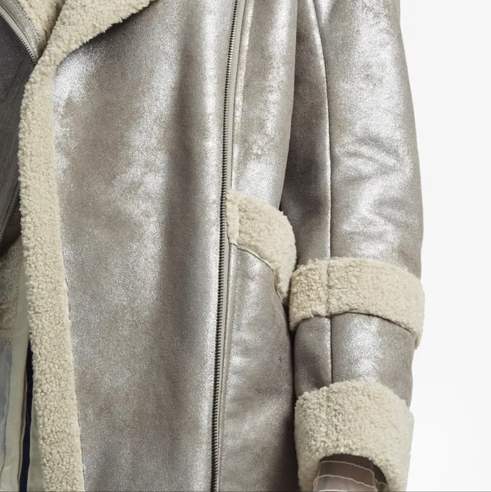 Metallic Shearling Zelda Coat - Picture 4 of 7